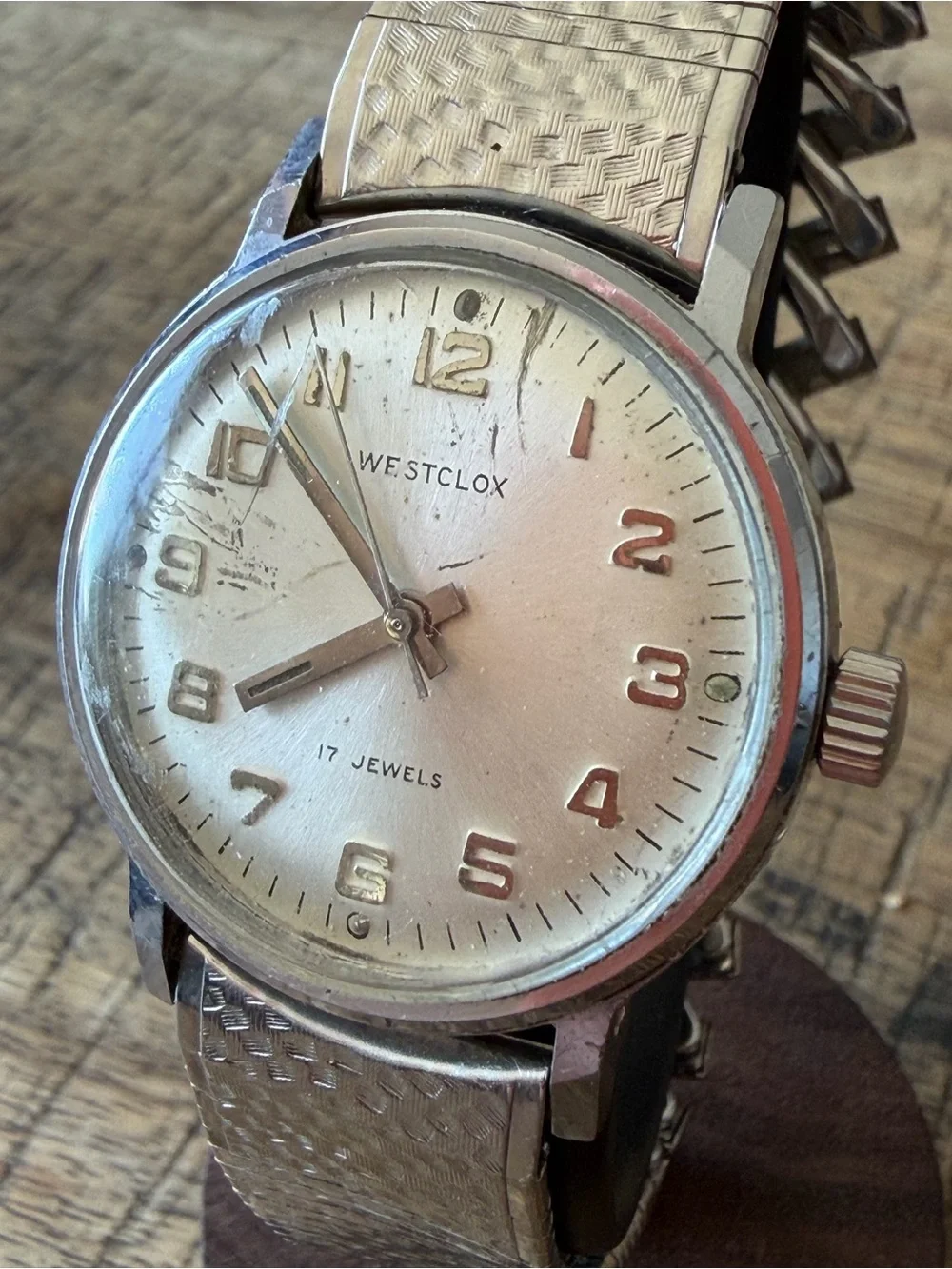 Vintage Westclox 17 Jewels Mechanical Watch 33mm | Stainless Steel Mesh Band
